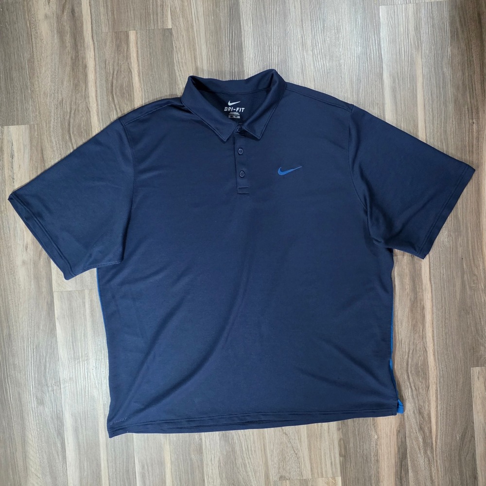 Nike Dri-FIT Mens Navy Blue Performance Golf Polo Shirt XXL Short Sleeve Logo